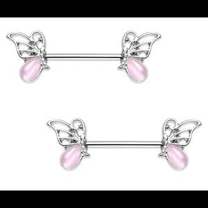 Body Candy pink butterfly 14G Nipple jewelry